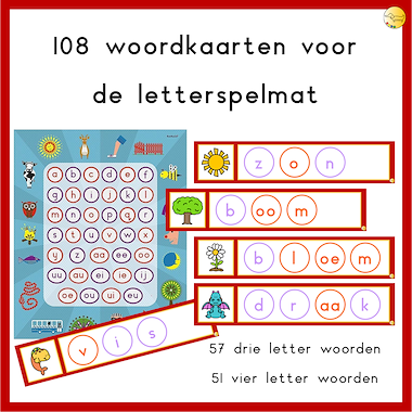 Lesmateriaal 108 woordkaarten voor de letterspelmat van auteur JufJoyceKuenen slide 1