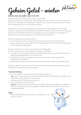 Lesmateriaal Winter - Geheim Getal - Tafel van 9 en 10 van auteur De klas van juf Laura slide 4