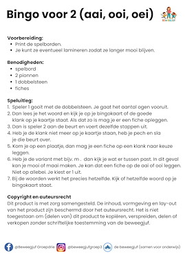 Lesmateriaal Spelborden bingo voor 2 aai, ooi, oei van auteur de beweegjuf slide 3