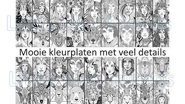 Lesmateriaal kleurplaten indianenvrouwen en wilde dieren van auteur Little Play Friends slide 2