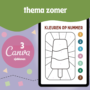 Lesmateriaal thema zomer - peuters en kleuters - kleuren op nummer van auteur Kelly Meeus slide 1