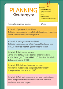 Lesmateriaal Lessencyclus bewegingsonderwijs voor kleuters (incl. RMTi) van auteur LindaV34 slide 2