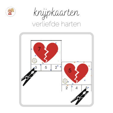 Lesmateriaal Knijpkaarten - verliefde harten van auteur Juf Hanne_