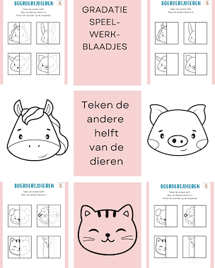 Lesmateriaal Boerderijdieren - teken de andere helft van auteur Little Play Friends
