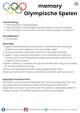 Lesmateriaal Memory Olympische Spelen van auteur de beweegjuf slide 4