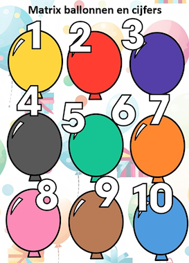 Lesmateriaal Matrix: de cijfer-ballonnen van auteur Little Play Friends