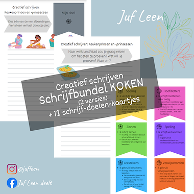 Lesmateriaal Schrijfbundel: Koken (creatief schrijven) van auteur Juf Leen