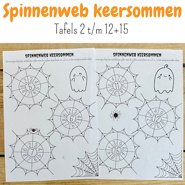 Lesmateriaal Spinnenweb keersommen rekenen herfst halloween tafels van auteur My Teacher Shares slide 2