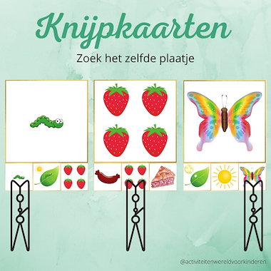 Lesmateriaal Rupsje nooitgenoeg - knijpkaarten zelfde plaatje van auteur Nanny Melissa