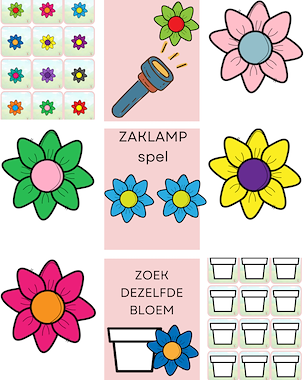 Lesmateriaal Zaklamp-zoek-spel: de bloemen in de bloempot van auteur Little Play Friends