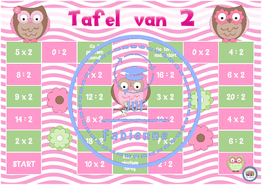 Lesmateriaal Tafel van 2 - Spelbord - Uiltjes. van auteur Juf_Fabienne