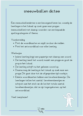 Lesmateriaal sneeuwballen dictee - groep 4 thema 5 taalactief  van auteur Juf Kitty B slide 2