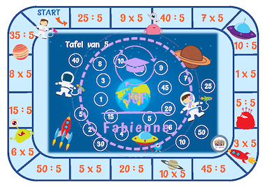 Lesmateriaal Tafel van 5 - Spelbord - Ruimte. van auteur Juf_Fabienne