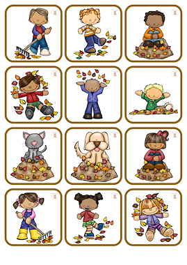Lesmateriaal Memory herfst: kinderen - dieren - blaadjes van auteur Little Play Friends slide 2