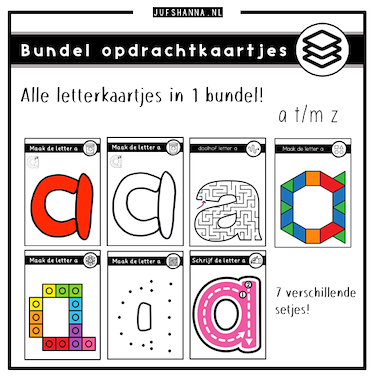 Lesmateriaal Bundel opdrachtkaartjes letters van auteur Juf Shanna