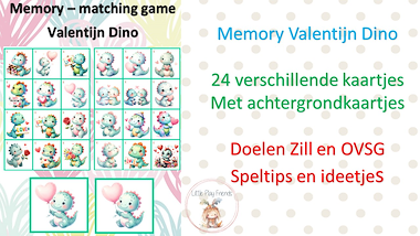 Lesmateriaal Memory - Valentijn Dino's van auteur Little Play Friends slide 3