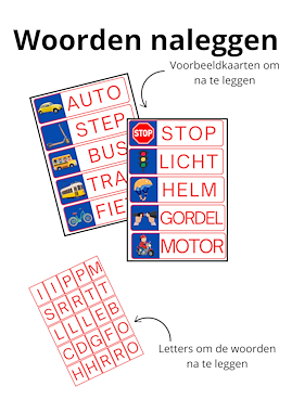 Lesmateriaal Thema verkeer: woorden om na te leggen van auteur Juf EvVa