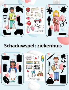 Lesmateriaal Schaduwspel ziekenhuis - dokter - ziek zijn van auteur Little Play Friends