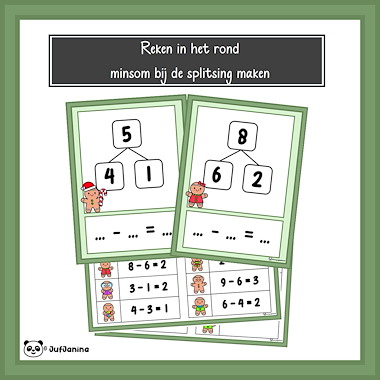 Lesmateriaal Reken in het rond - splitsingen t/m 10 (Kerst) van auteur Juf Janina slide 3