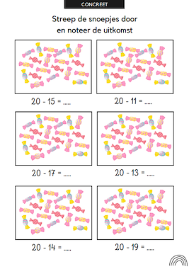 Lesmateriaal Rekenbundel - aftrekken tot 20 (T-TE)  van auteur LeerLaLand slide 2