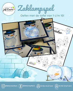 Lesmateriaal Winter - Zaklampspel - Tafel 1 t/m 10 van auteur De klas van juf Laura