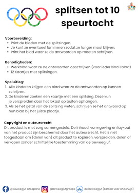 Lesmateriaal Speurtocht splitsen tot 10 bewegend leren Olympische Spelen van auteur de beweegjuf slide 3