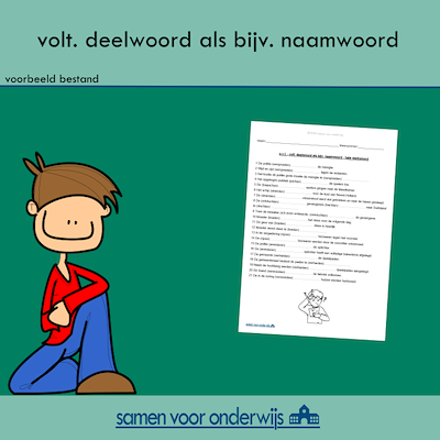 Lesmateriaal volt. deelwoord van auteur samen voor onderwijs
