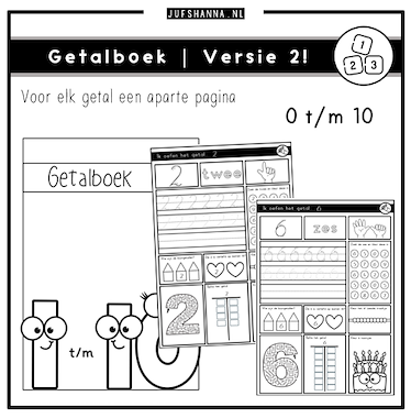 Lesmateriaal Getalboek 1 t/m 10 | Versie 2! van auteur Juf Shanna