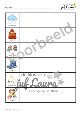 Lesmateriaal Winter - Stempelen van auteur De klas van juf Laura slide 2