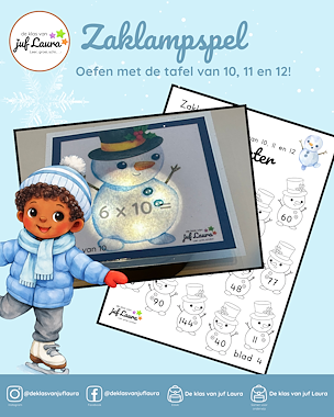 Lesmateriaal Winter - Zaklampspel - Tafel 10 t/m 12 van auteur De klas van juf Laura