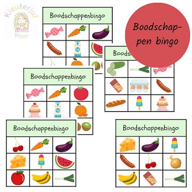 Lesmateriaal Boodschappen bingo van auteur Kleuterjuf_floor slide 1