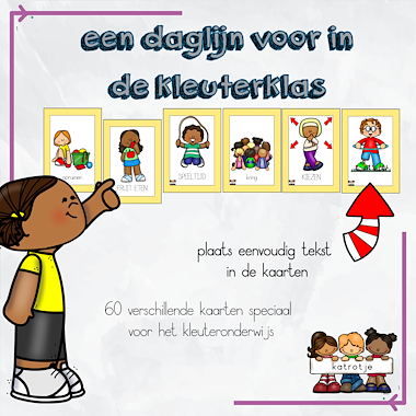 Lesmateriaal daglijn voor in de kleuterklas (gele rand) van auteur katrotje