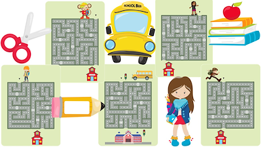 Lesmateriaal terug naar school - doolhoven van auteur Little Play Friends slide 3