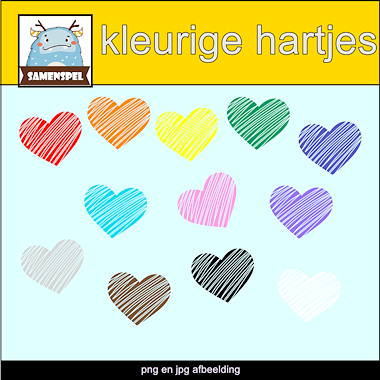 Lesmateriaal clipart kleurige hartjes van auteur Samenspel