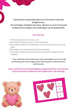 Lesmateriaal Valentijn Knijpkaarten – Tellen & Lezen voor Kleuters van auteur Juf_C slide 2