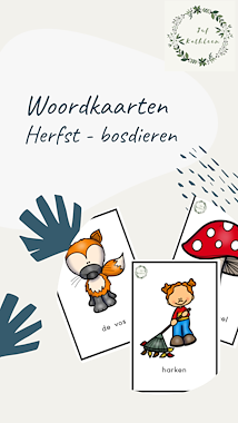 Lesmateriaal Woordkaarten Herfst-bosdieren van auteur Juf Kathleen G