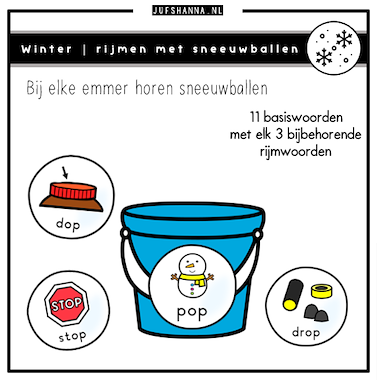 Lesmateriaal Thema winter | Rijmen met sneeuwballen van auteur Juf Shanna