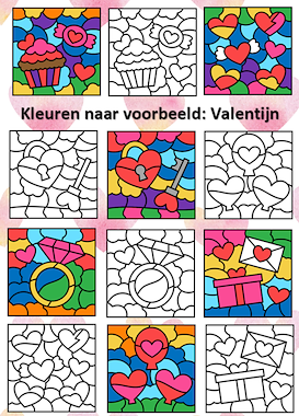 Lesmateriaal Valentijn: kleuren naar voorbeeld van auteur Little Play Friends