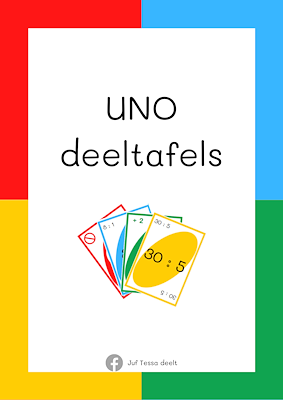 Lesmateriaal UNO - deeltafels van auteur Juf Tessa deelt