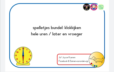 Lesmateriaal Klokkijken spelletjesbundel: hele uren / later en vroeger van auteur JufJoyceKuenen slide 2