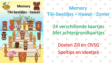 Lesmateriaal Memory: tiki-beeldjes - hawaii - zomer van auteur Little Play Friends
