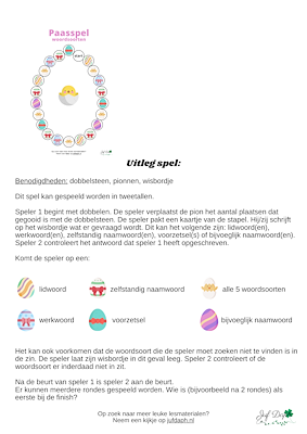 Lesmateriaal Spelbord Pasen - woordsoorten van auteur Juf Daph slide 2