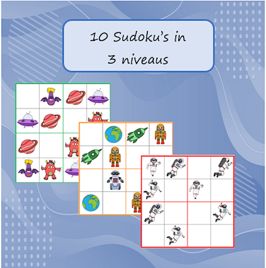 Lesmateriaal Sudoku's Thema Ruimte van auteur Jabbedabbedoe
