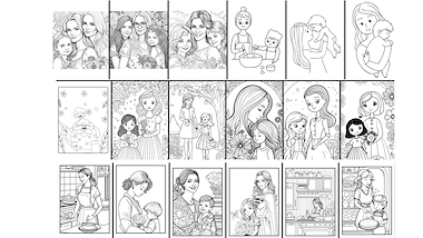 Lesmateriaal kleurplaten mama - verschillende culturen van auteur Little Play Friends slide 3
