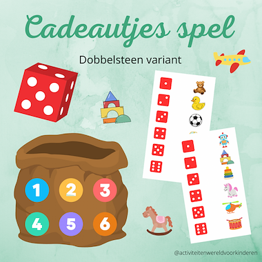 Lesmateriaal Sinterklaas - Cadeautjes dobbelsteen spel van auteur Nanny Melissa slide 1