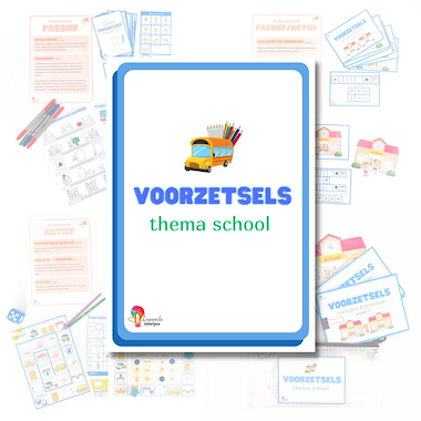 Lesmateriaal Voorzetsels thema school van auteur Logopedie Ideetjes