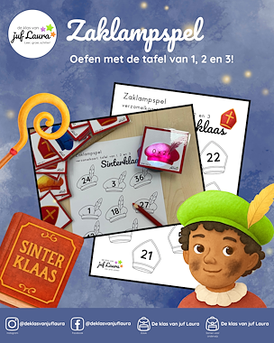 Lesmateriaal Sinterklaas - Zaklampspel - Tafel van 1 t/m 3 van auteur De klas van juf Laura slide 1