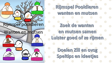 Lesmateriaal rijmspel - mutsen en wanten met pooldieren van auteur Little Play Friends