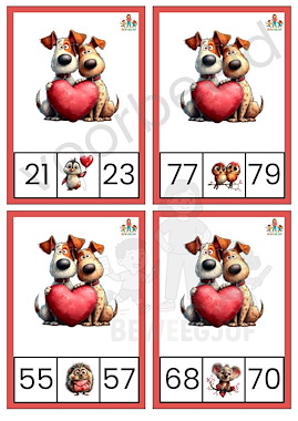 Lesmateriaal Missende getallen tot 100 bewegend leren valentijnsdag van auteur de beweegjuf