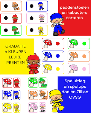 Lesmateriaal Kabouters en paddenstoelen : sorteren naar kleur van auteur Little Play Friends slide 1